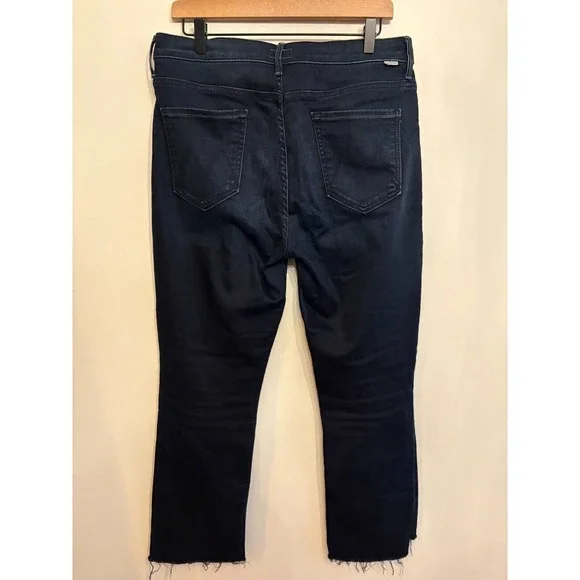 Mother Insider Crop Step Fray Jeans Night Tripper Wash Size 33 - Picture 5 of 9